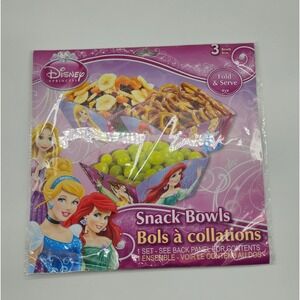 Disney Princess Snack Bowls, 3 Count, Party Supplies, Fold & Serve Bowls